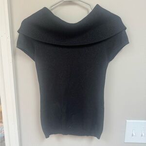 Express Shimmer Black Off-the-Shoulder Sweater Tee